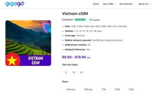 gigago vietnam esim plans